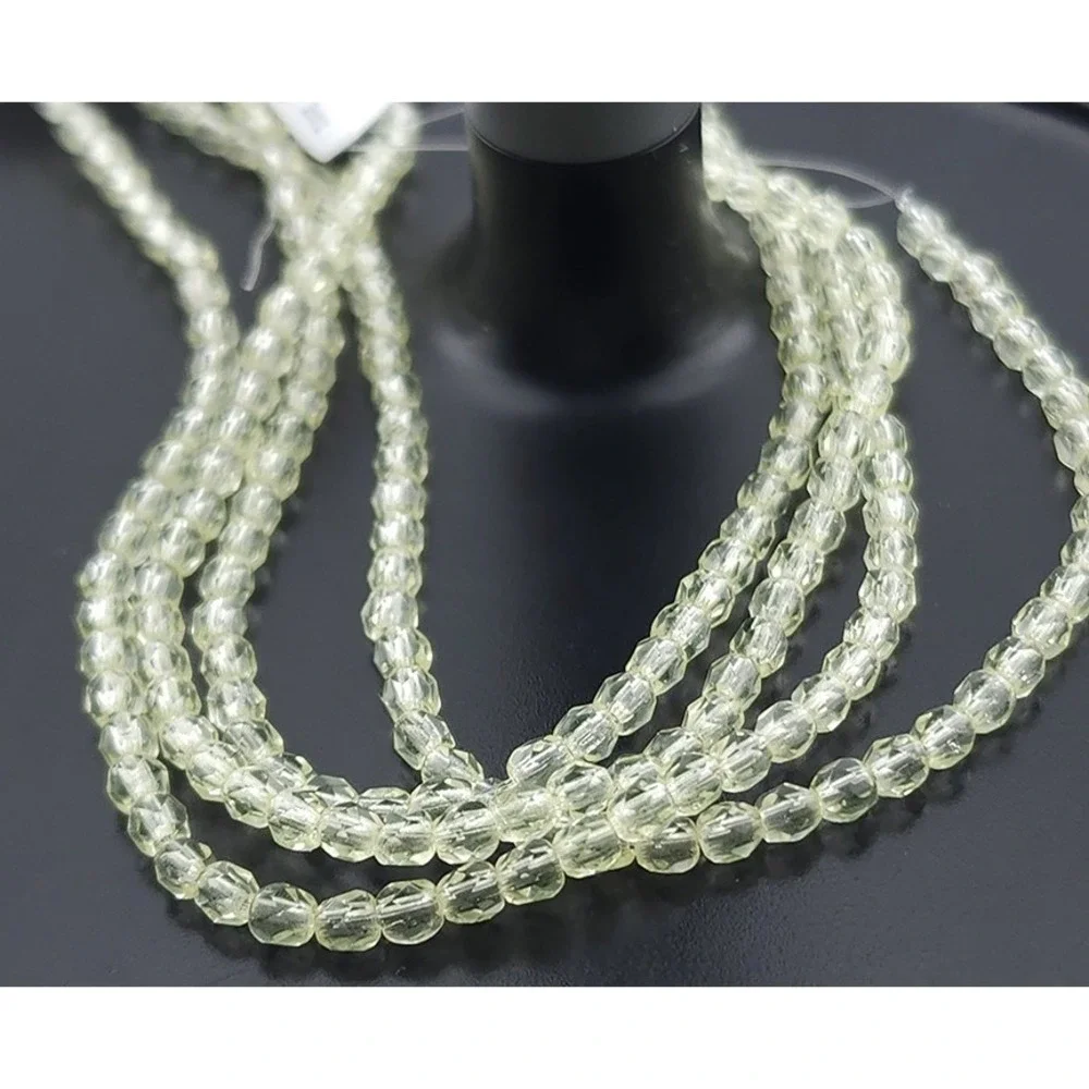 50pcs Vaseline Uranium Glass Beads 3mm Faceted Light Yellow Czech‎ UV